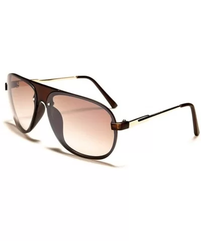 Luxury Classic Sport Retro Turbo Aviator Sunglasses - Brown Amber & Gold Frame - CA18W6LGATO $11.35 Aviator