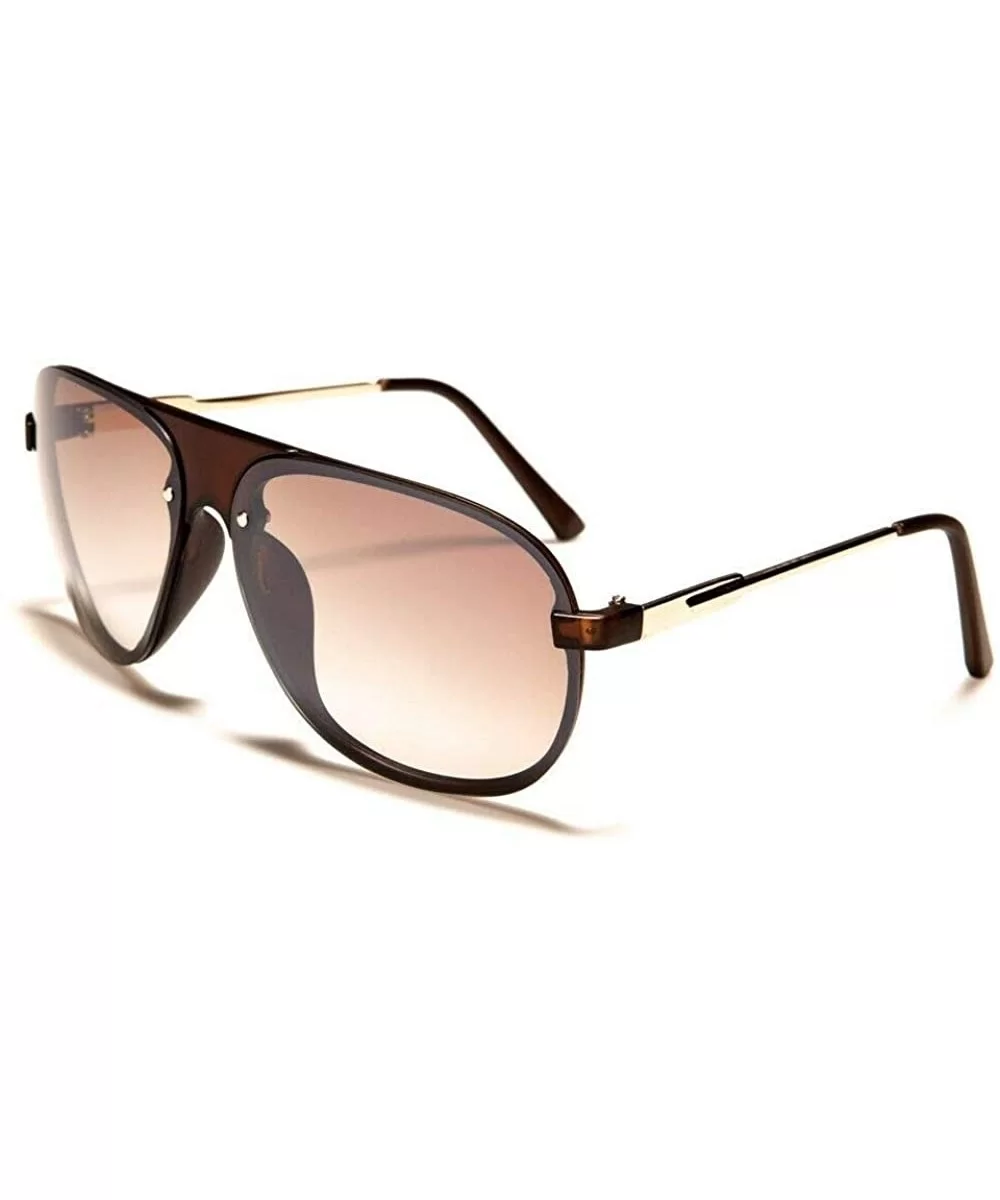 Luxury Classic Sport Retro Turbo Aviator Sunglasses - Brown Amber & Gold Frame - CA18W6LGATO $11.35 Aviator