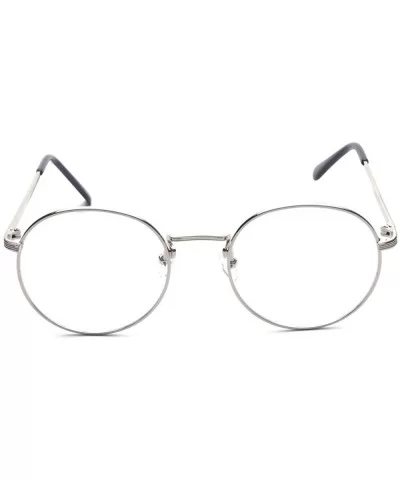 Retro B236 Round Metal Clear Lens Glasses - Silver - CZ12ETS4CLX $5.72 Round