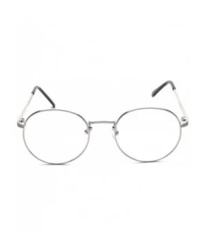 Retro B236 Round Metal Clear Lens Glasses - Silver - CZ12ETS4CLX $5.72 Round