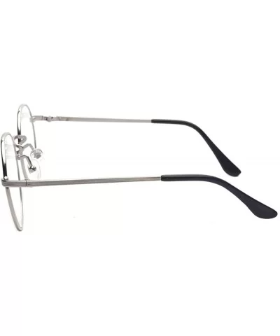 Retro B236 Round Metal Clear Lens Glasses - Silver - CZ12ETS4CLX $5.72 Round