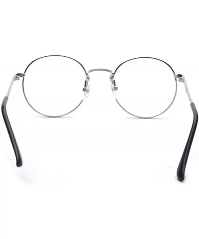 Retro B236 Round Metal Clear Lens Glasses - Silver - CZ12ETS4CLX $5.72 Round