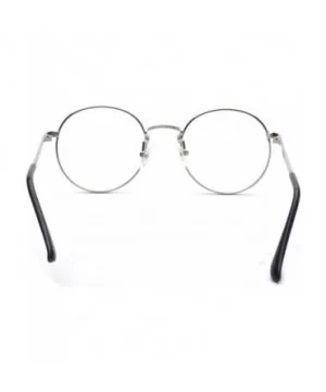 Retro B236 Round Metal Clear Lens Glasses - Silver - CZ12ETS4CLX $5.72 Round