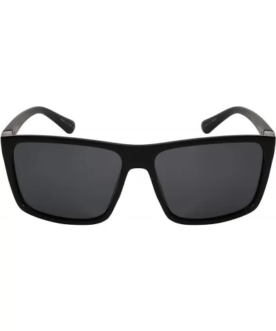 Modern Square Frame Sunglasses with Polarized Lens 541009TT-P - Matte Black/Sd Lens - CG12DG7HC1P $9.21 Square