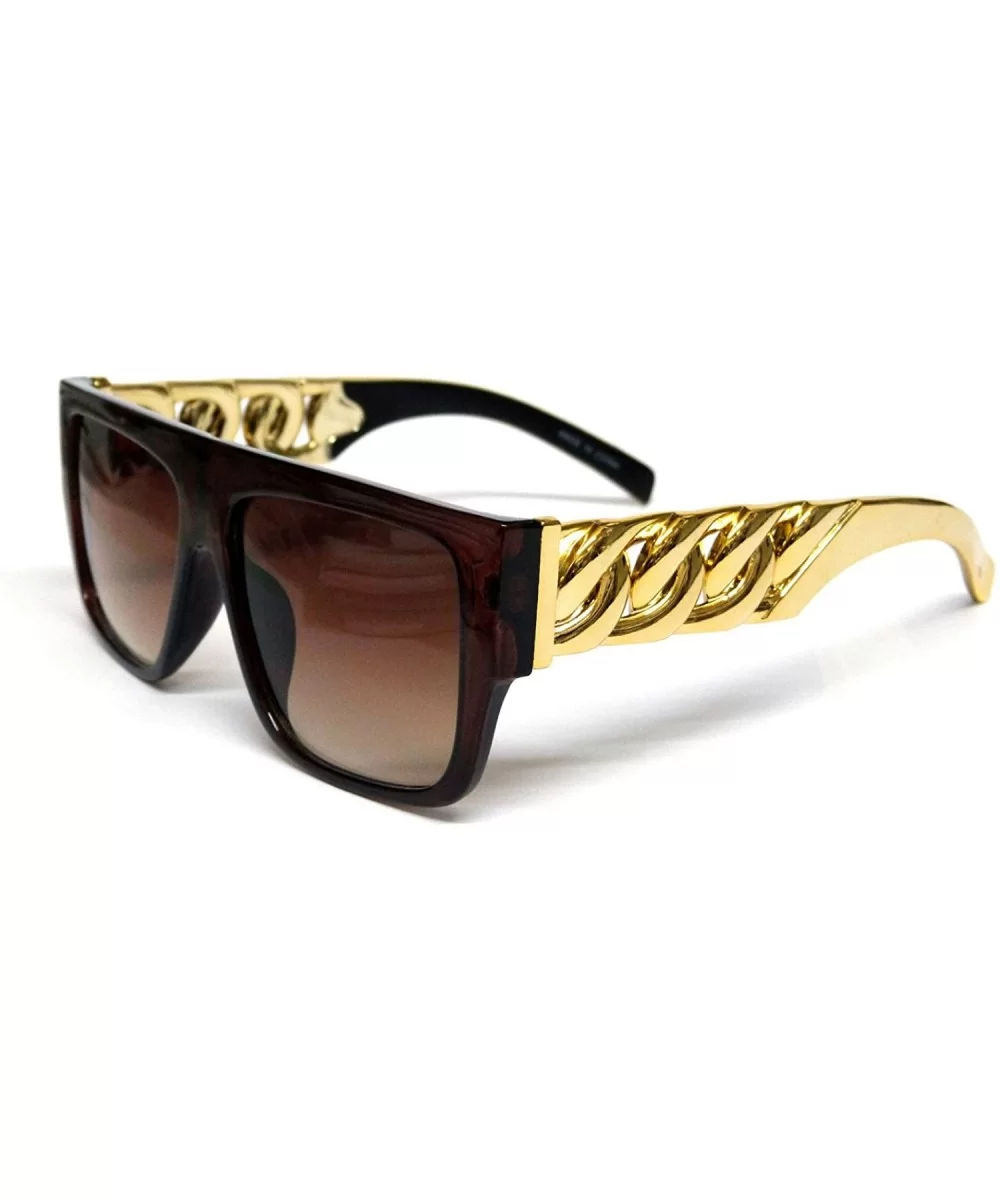 Oversized Large Sunglasses Flat Top Gold Braided Temples - CR11EC5BJG5 $7.29 Oversized