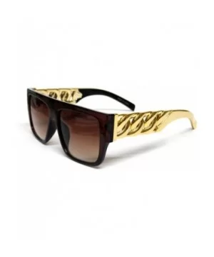 Oversized Large Sunglasses Flat Top Gold Braided Temples - CR11EC5BJG5 $7.29 Oversized