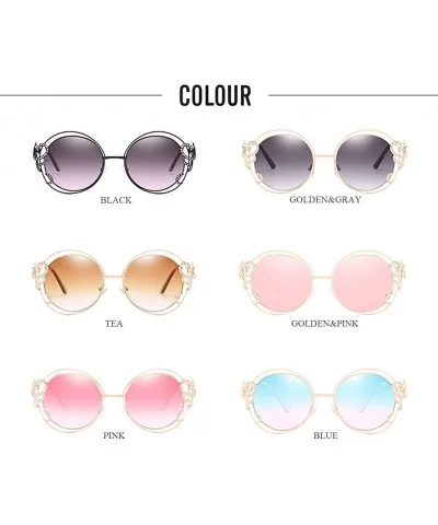 Summer Fashion Ladies Eyewear Designer Round Sunglasses Goggles Outdoor - Blue - CY18DMN5SSK $16.04 Round