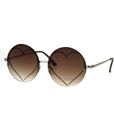 Hippie Heart Shape Circle Round Lens Retro Sunglasses - Brown - CL186GHUACW $9.18 Round