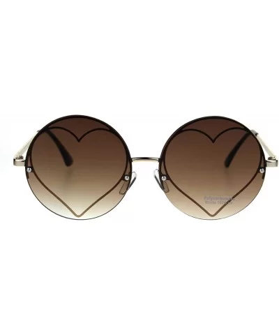 Hippie Heart Shape Circle Round Lens Retro Sunglasses - Brown - CL186GHUACW $9.18 Round