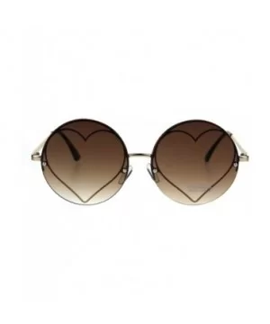 Hippie Heart Shape Circle Round Lens Retro Sunglasses - Brown - CL186GHUACW $9.18 Round