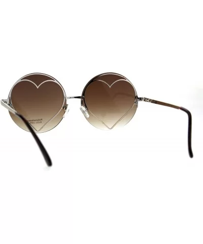 Hippie Heart Shape Circle Round Lens Retro Sunglasses - Brown - CL186GHUACW $9.18 Round