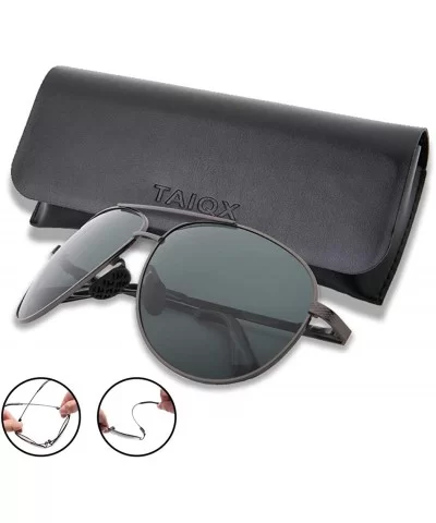 Men's Polarized Aviator Sunglasses - Classic Military Sunglasses for men - Grey Frame/Green Lens - C118QGIMHH5 $9.48 Sport