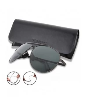 Men's Polarized Aviator Sunglasses - Classic Military Sunglasses for men - Grey Frame/Green Lens - C118QGIMHH5 $9.48 Sport