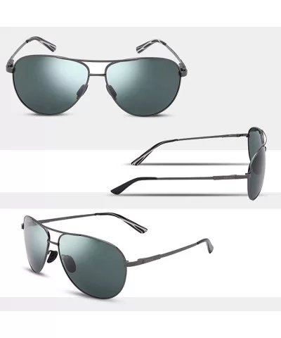 Men's Polarized Aviator Sunglasses - Classic Military Sunglasses for men - Grey Frame/Green Lens - C118QGIMHH5 $9.48 Sport