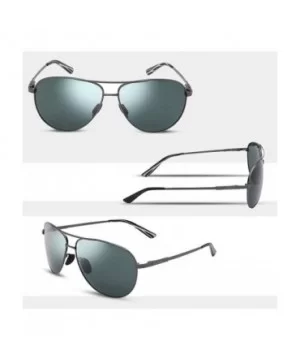 Men's Polarized Aviator Sunglasses - Classic Military Sunglasses for men - Grey Frame/Green Lens - C118QGIMHH5 $9.48 Sport