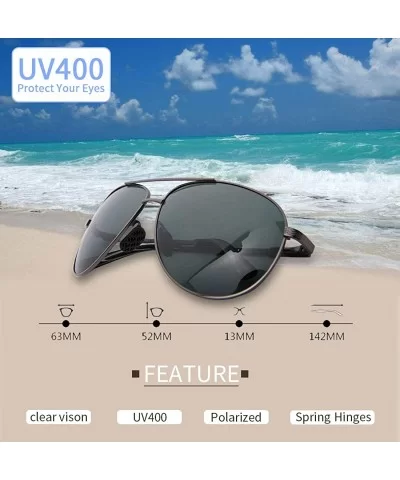 Men's Polarized Aviator Sunglasses - Classic Military Sunglasses for men - Grey Frame/Green Lens - C118QGIMHH5 $9.48 Sport