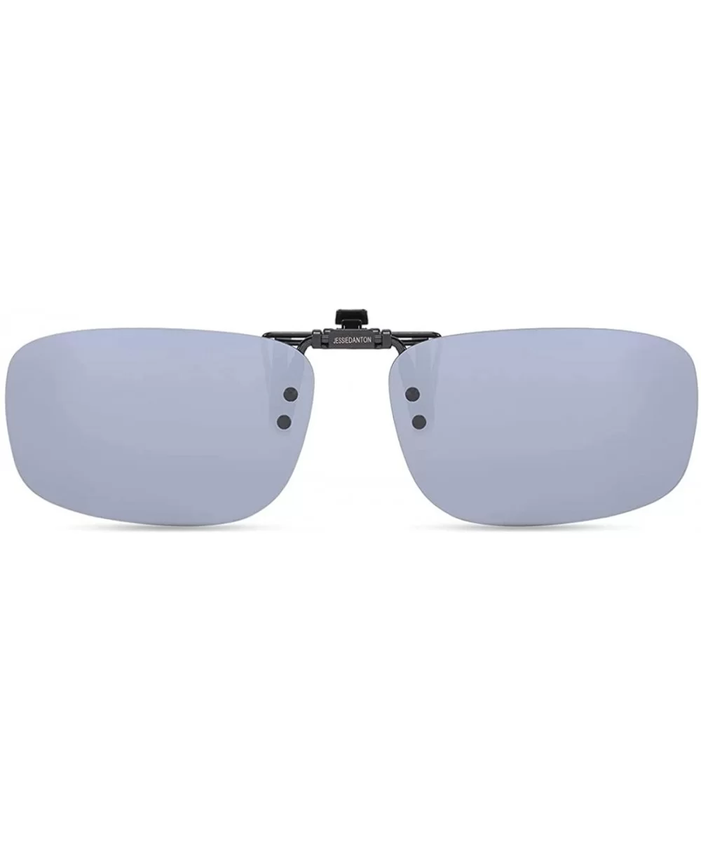 Polarized Clip On Sunglasses Over Prescription Glasses for Men Women UV Protection - Silver Flash - CL18QEGKS9M $7.11 Goggle