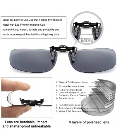 Polarized Clip On Sunglasses Over Prescription Glasses for Men Women UV Protection - Silver Flash - CL18QEGKS9M $7.11 Goggle