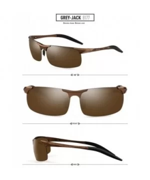 Lightweight Al-Mg Alloy Metal Half-Frame Polarized Sports Sunglasses for Men Women - Brown - CU185K7X6LU $14.89 Wrap