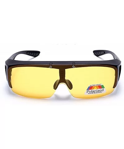 Fit Over Wrap Around Glasses Goggles Polarized Night Tug Above Night Vision Driving Sunglasses Eyewear Flip Lens - CB19547RTL...