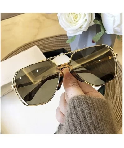 Men Oversized Square Sunglasses Metal Shades Driving Glasses Women's Sunglasses Female Eyewear - Yellow Green - C41902T07G6 $...