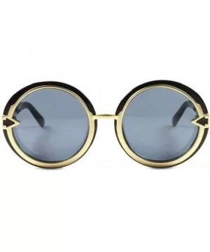 Round Womens Vintage Retro Fashion Sunglasses - Black - CH18X4R0ECE $7.59 Round