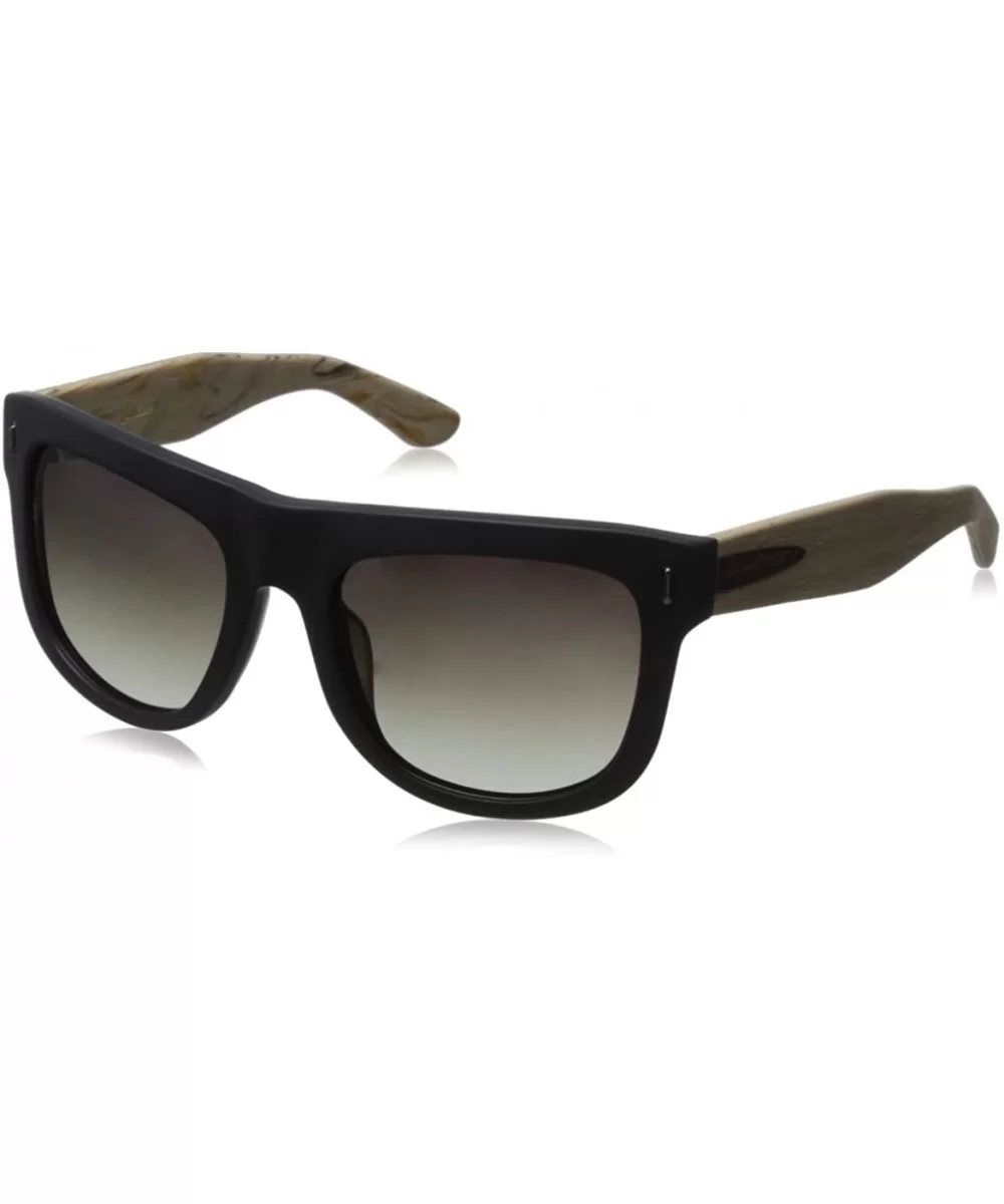 Classic Wayfarer HTG1006 C2 Polarized Round Sunglasses - Matte Black Pine Wood - CY11OCMV6K7 $44.56 Round