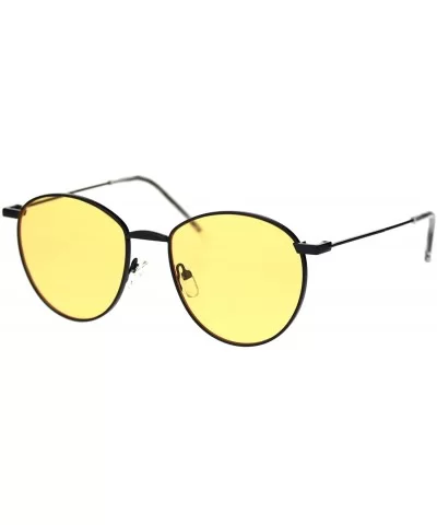 Metal Rim Dad Shade Hippie Round Sunglasses - Black Yellow - C318SINH0QW $12.15 Round