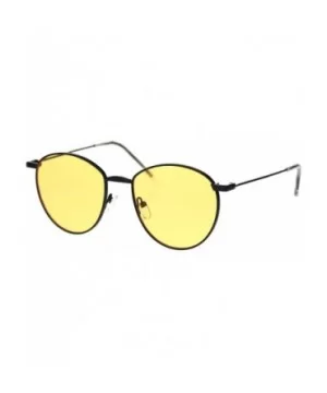 Metal Rim Dad Shade Hippie Round Sunglasses - Black Yellow - C318SINH0QW $12.15 Round