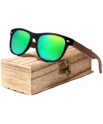 Black Walnut Sunglasses Wood Polarized Sunglasses Men UV Protection Eyewear with Wood Box - Green Walnut Wood - CM194OS05W8 $...