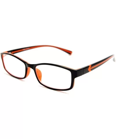 Double Injection Lightweight Reading Glasses Free Case - Black Orange 2 Tone - CP12N6HH7RL $18.60 Rectangular