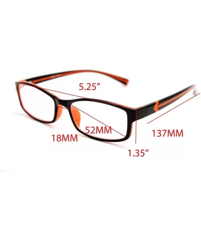 Double Injection Lightweight Reading Glasses Free Case - Black Orange 2 Tone - CP12N6HH7RL $18.60 Rectangular