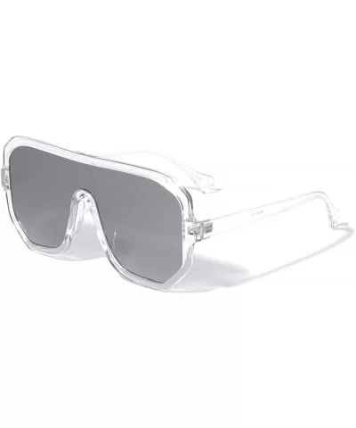 One Piece Geometric Shield Sunglasses - Gray - CC1972EIM0N $11.66 Shield