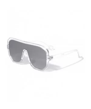 One Piece Geometric Shield Sunglasses - Gray - CC1972EIM0N $11.66 Shield