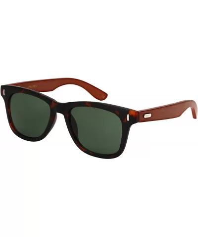 Classic Genuine Horned Rim Bamboo Sunglass 540845BM-SD - Matte Tortoise & Dark Brown/Green Lens - CY1827K5I7L $10.18 Wayfarer