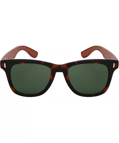 Classic Genuine Horned Rim Bamboo Sunglass 540845BM-SD - Matte Tortoise & Dark Brown/Green Lens - CY1827K5I7L $10.18 Wayfarer