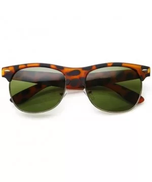 Classic Circa 50's Half Frame Rubber Finish Horn Rimmed Sunglasses (Tortoise-Gold Green) - CF11F2VHXVX $7.54 Wayfarer