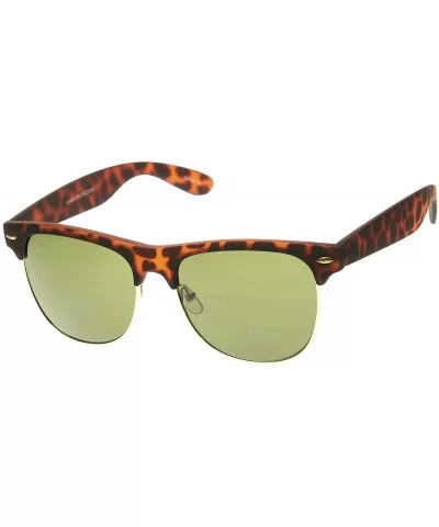 Classic Circa 50's Half Frame Rubber Finish Horn Rimmed Sunglasses (Tortoise-Gold Green) - CF11F2VHXVX $7.54 Wayfarer