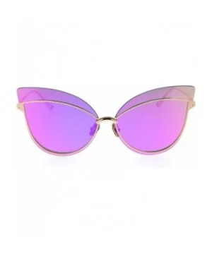 Womens Diva Retro Gothic Exposed Lens Oversize Cat Eye Sunglasses - Gold Purple Mirror - C418SAYM4OQ $11.25 Cat Eye