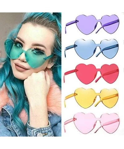 Heart Sunglasses-Protect Eyes Women Love Rimless Frame Anti-UV Lens Color Sun Glasses Light & Comfortable - C5199XZREI3 $3.41...