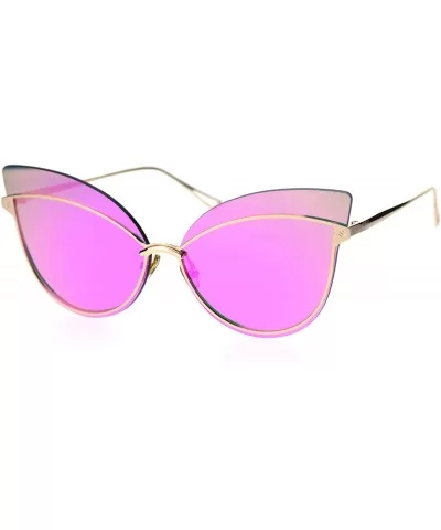 Womens Diva Retro Gothic Exposed Lens Oversize Cat Eye Sunglasses - Gold Purple Mirror - C418SAYM4OQ $11.25 Cat Eye