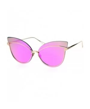 Womens Diva Retro Gothic Exposed Lens Oversize Cat Eye Sunglasses - Gold Purple Mirror - C418SAYM4OQ $11.25 Cat Eye