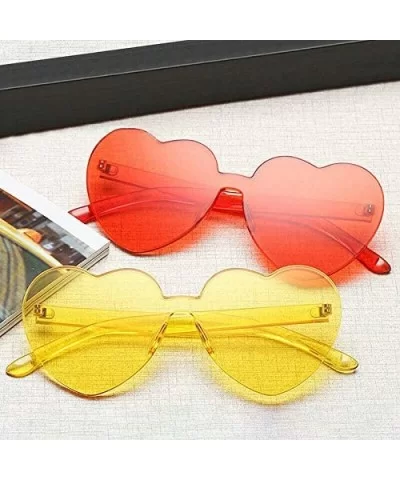 Heart Sunglasses-Protect Eyes Women Love Rimless Frame Anti-UV Lens Color Sun Glasses Light & Comfortable - C5199XZREI3 $3.41...