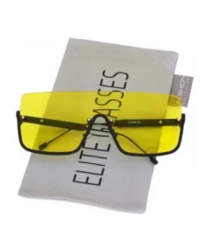 Oversized Shield Sunglasses Flat Top Gradient Lens Rimless Eyeglasses Women Men - Yellow-lens - CK11HWSKG9F $7.72 Oversized