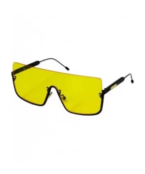 Oversized Shield Sunglasses Flat Top Gradient Lens Rimless Eyeglasses Women Men - Yellow-lens - CK11HWSKG9F $7.72 Oversized