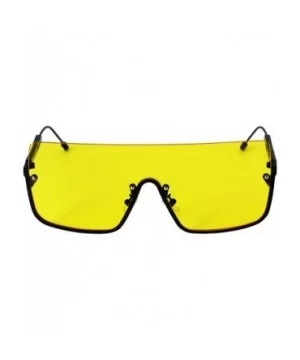 Oversized Shield Sunglasses Flat Top Gradient Lens Rimless Eyeglasses Women Men - Yellow-lens - CK11HWSKG9F $7.72 Oversized