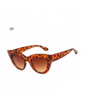 Retro Plastic Frame Cat Eye Sunglasses Women Ladies Fashion Brand Designer C9 - C9 - CI18YQUGUE3 $5.86 Oversized