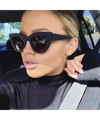 Retro Plastic Frame Cat Eye Sunglasses Women Ladies Fashion Brand Designer C9 - C9 - CI18YQUGUE3 $5.86 Oversized