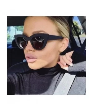 Retro Plastic Frame Cat Eye Sunglasses Women Ladies Fashion Brand Designer C9 - C9 - CI18YQUGUE3 $5.86 Oversized