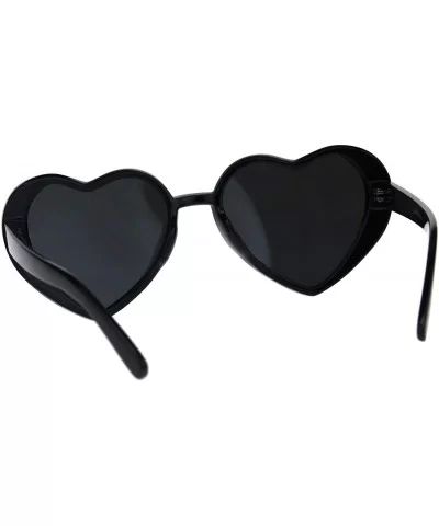 Oversized Heart Shape Sunglasses Womens Fashion Mirrored Lens Shades - Black (Teal Mirror) - CF18HR8MWCQ $7.28 Oversized